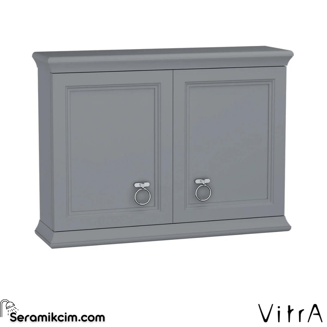 Vitra Valarte Üst Dolap, 75 Cm, Krom Kulplu, Mat Gri