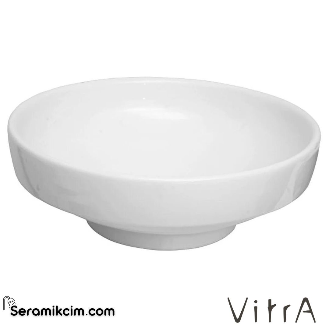 VitrA Water Jewels Çanak Lavabo Yuvarlak, Kompakt, 40x40 cm Armatür Deliksiz, Su Taşma Deliksiz, Clean, Beyaz - 4334B403-1361