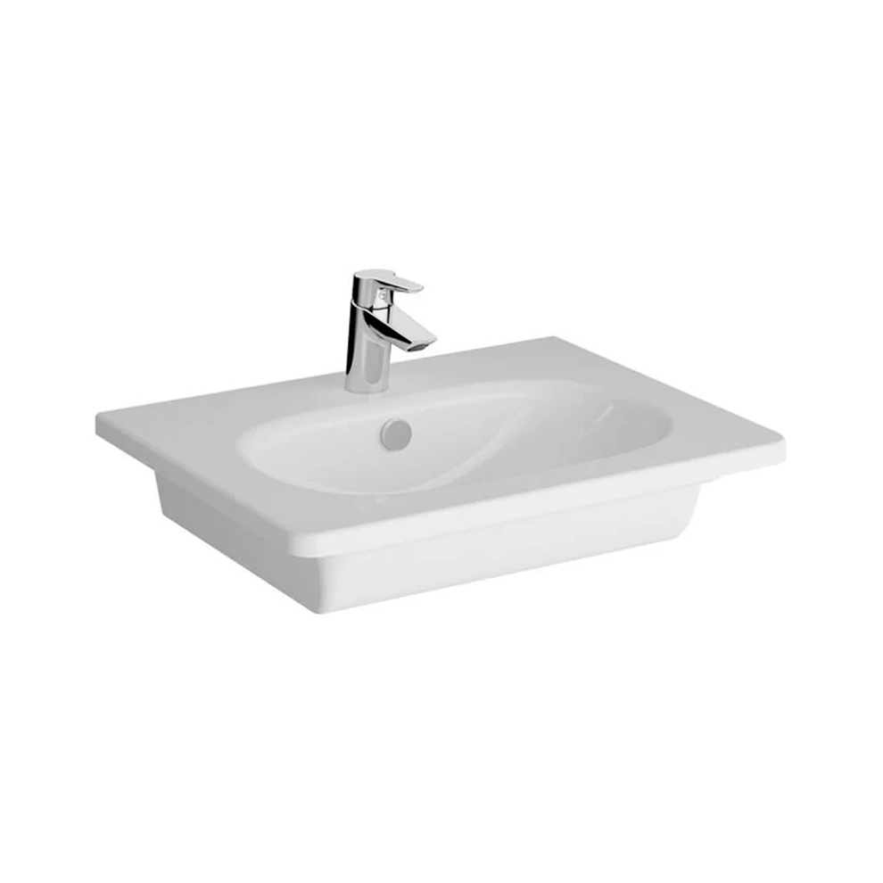 VitrA Zentrum Etajerli Lavabo 60x46 cm Tek Armatür Delikli, Su Taşma Delikli, Beyaz - 7791B003-0001