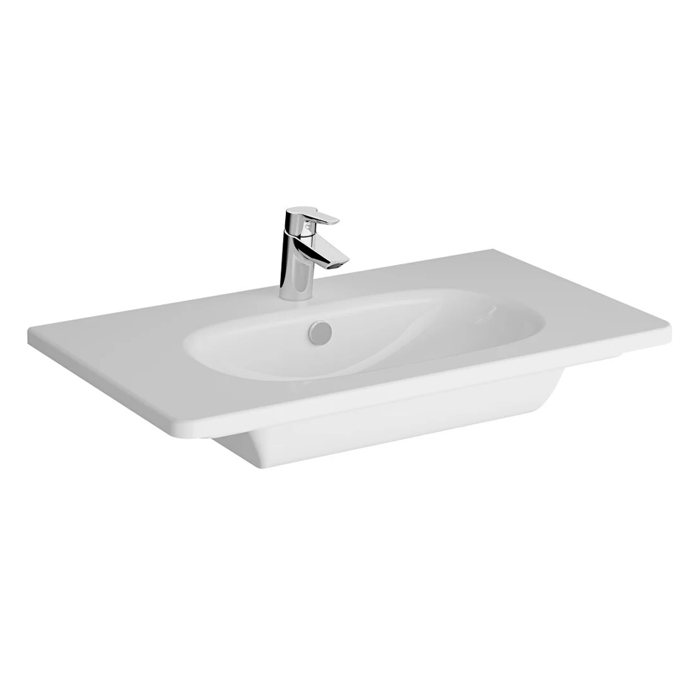 VitrA Zentrum Etajerli Lavabo 80x46 cm Tek Armatür Delikli, Su Taşma Delikli, Beyaz - 7793B003-0001