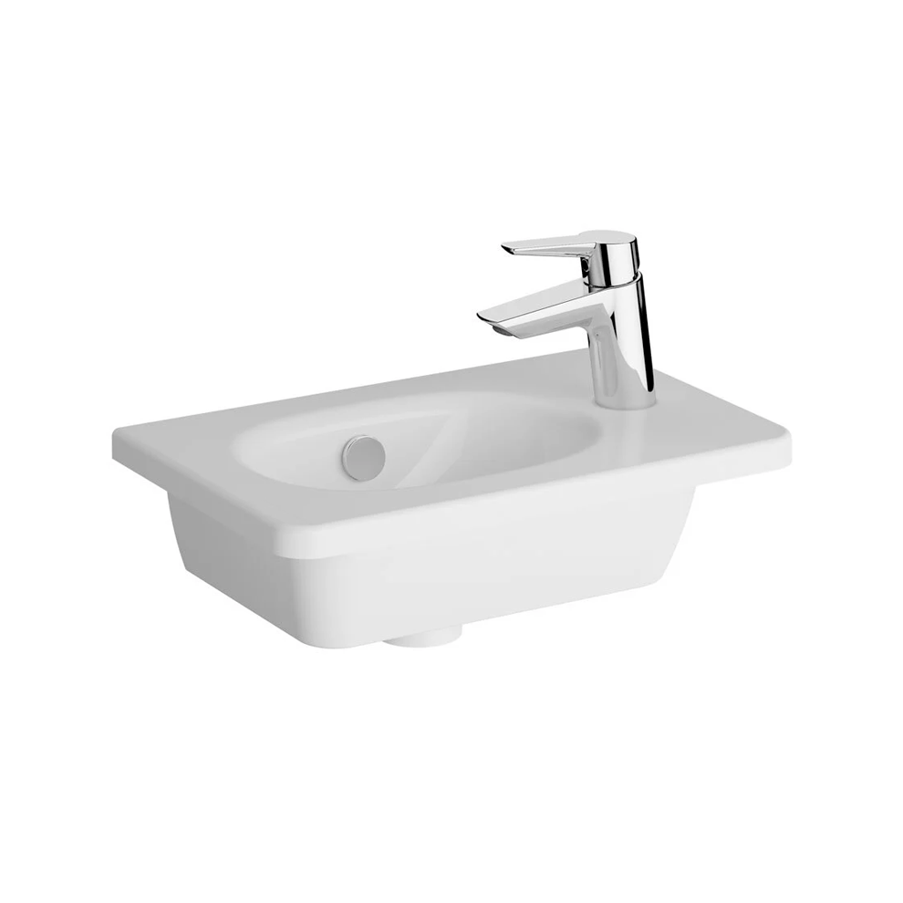 VitrA Zentrum Etajerli Lavabo Kompakt, 45x28 cm Sağdan Tek Armatür Delikli, Su Taşma Delikli, Beyaz - 7789B003-0029