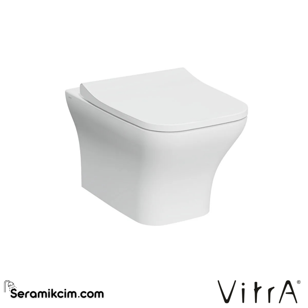 VitrA Zentrum Square Asma Klozet SmoothFlush, Gizli Montajlı, 54 cm Taharet Borulu, Taharet Borusu Girişi Sıva Altı Uygulamalı, Beyaz - 7484L003-0090