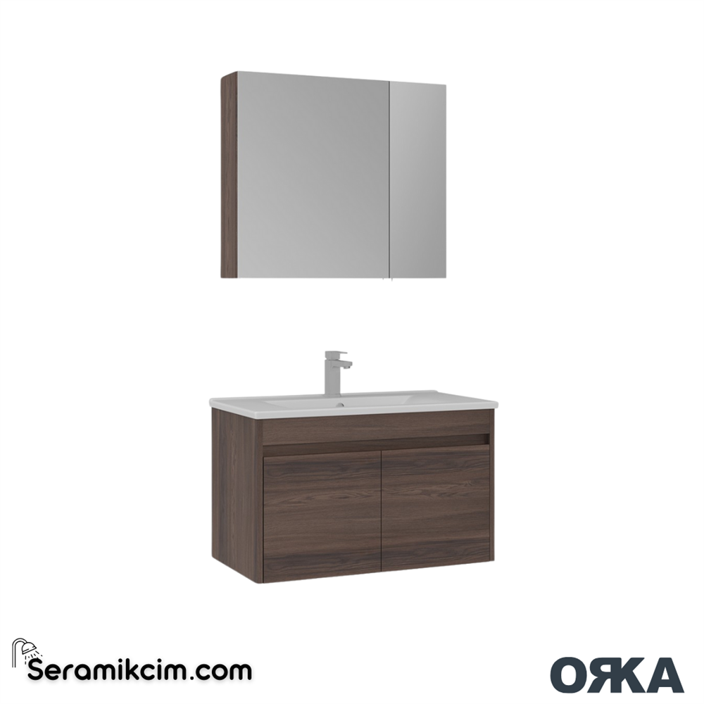なおページ Orka Side 85cm Kapaklı Banyo Dolabı Set Navaro