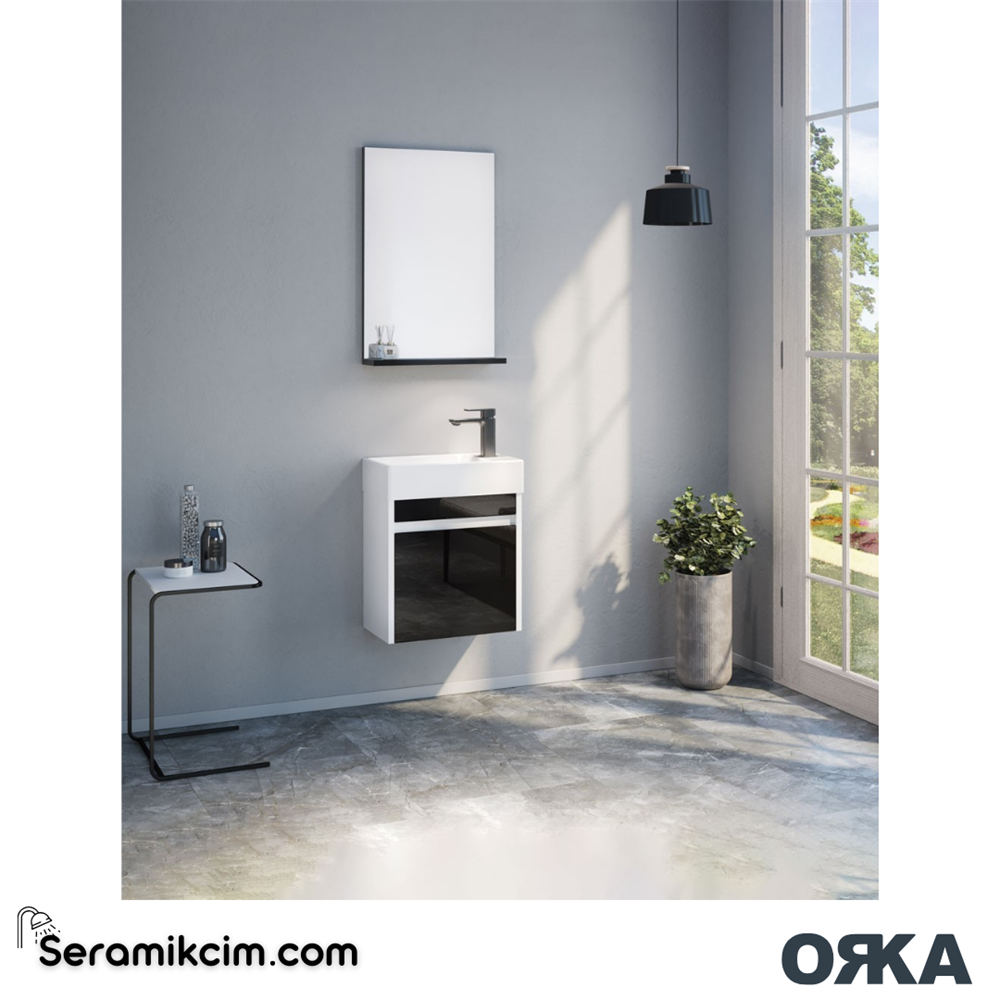 Orka Yedisu 45cm Banyo Dolabı Set Parlak Cappucino