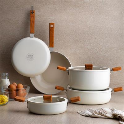 Schafer Ceramoni Seramik Basık Tencere 28 Cm-Krem