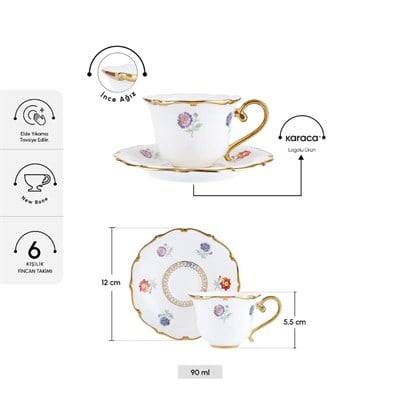 Karaca Royal Bone Dıana 6 Ki, Beyaz Gold