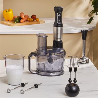 Karaca Prosteel 7In1 1000W Süt Köpürtücü Aparatlı Mutfak Robotu, Black