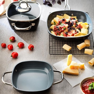 Schafer Gastronomie Master Seramik Derin Tencere 24cm-siyah/gri