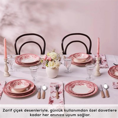 Karaca Dıana Rose Pembe 24 Parça 6 Kişilik Yemek Takımı
