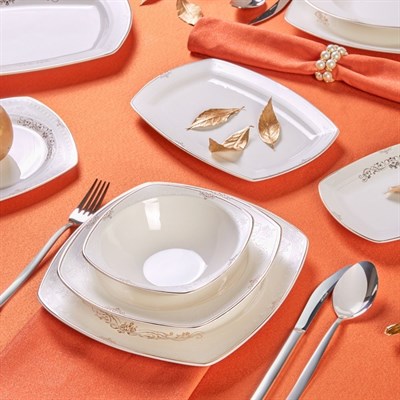 Emsan Ymt Mımoza Yarım Kare Gold 60 Prc Yemek Takımı