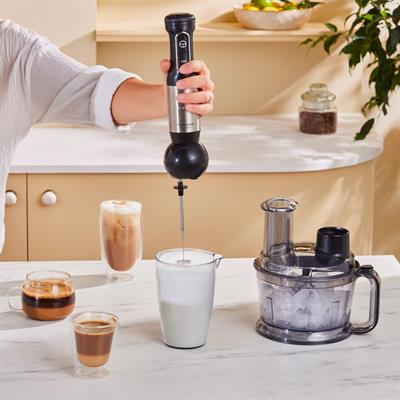 Karaca Prosteel 7In1 1000W Süt Köpürtücü Aparatlı Mutfak Robotu, Black