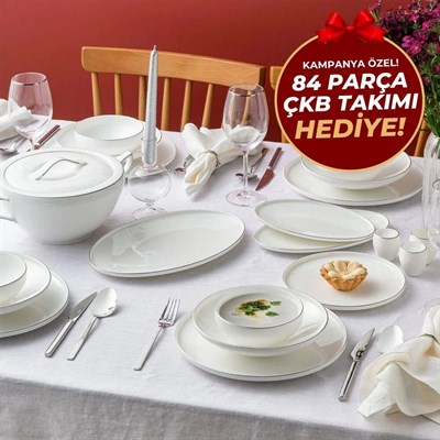 Emsan Fine Bone Freya Fd Platin Yuvarlak 60 Prç Yemek Takımı