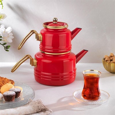 Schafer Emily Emaye Çaydanlık Takımı 3 Parça-Kırmızı