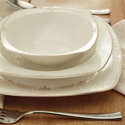 Emsan Ymt Mımoza Yarım Kare Gold 60 Prc Yemek Takımı