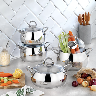 Schafer New Trendy 8 Parça Çelik Tencere Seti