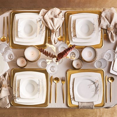 Karaca Square Bone Autumn 53 Prç Y, Gold