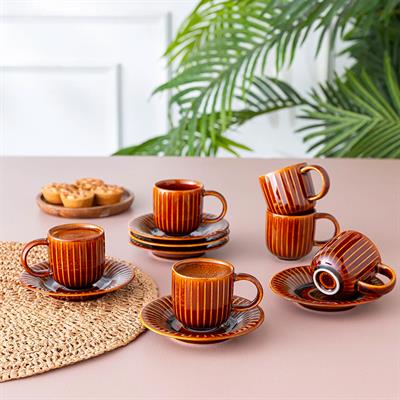 İstanbul Porselen Lev 6Lı Kahve Fincan Tk Kahverengi