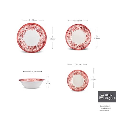 Karaca Dıana Rose Pembe 24 Parça 6 Kişilik Yemek Takımı