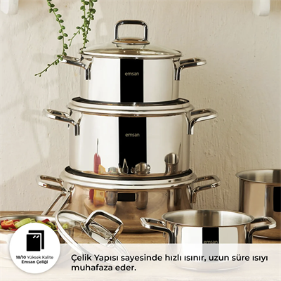 Emsan Cocınero 10 Parça Çelik Tencere Seti