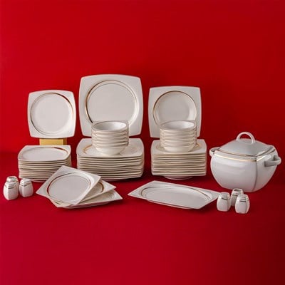Emsan Hale Gold Fine Bone Yemek Takımı 60 Prç Kare
