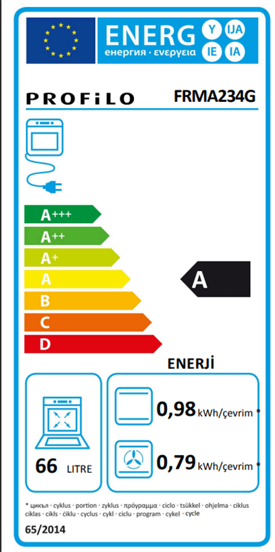 Profilo FRMA234G Gri 8 Fonksiyon Ankastre Fırın