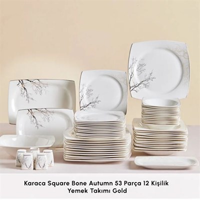 Karaca Square Bone Autumn 53 Prç Y, Gold