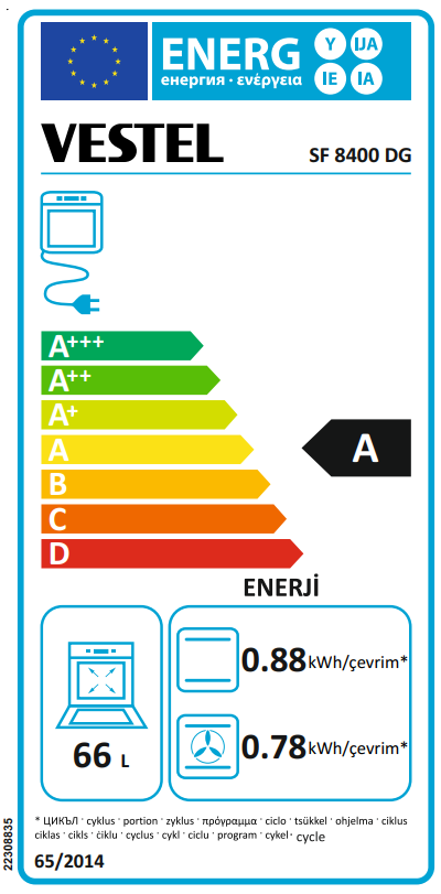 Vestel Ff 8400 DG 4 Gözü Gazlı Elektroturbo Solo Fırın