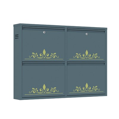 Neco Ad-22 -4Lü Ayakabı Dolabı (Yanyana Kilitli ) 98*15*70 Antrasit