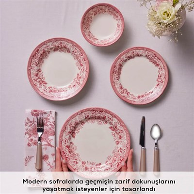 Karaca Dıana Rose Pembe 24 Parça 6 Kişilik Yemek Takımı