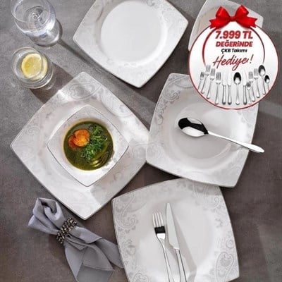 Schafer Gina Yemek Takımı 48 Parça-Platin01