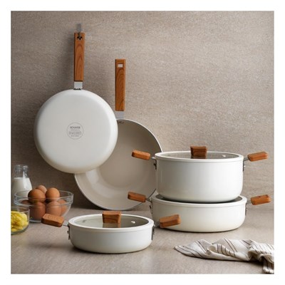 Schafer Ceramoni Seramik Basık Tencere 30 Cm-Krem