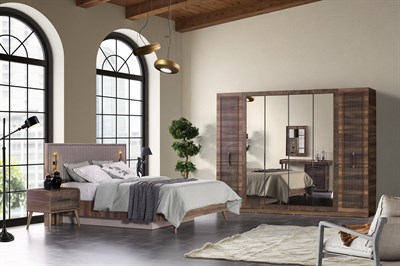 Vize Vintage 6 Kapılı Yatak Odası Takımı Bazalı