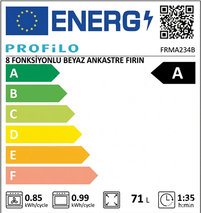 Profilo FRMA234B Beyaz 8 Fonksiyon Ankastre Fırın