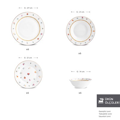 Karaca Floret  24 Parça 6 Kişilik  Multıcolor