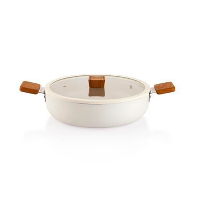 Schafer Ceramoni Seramik Basık Tencere 28 Cm-Krem