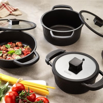 Schafer Hektor 3 Lü Döküm Tencere Seti 6 Parça Siyah
