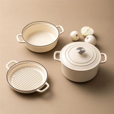 Emsan Fortino Cast Döküm Cream 4 Prç Tencere Seti