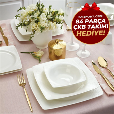 EMSAN FINE BONE YENI MEYRA 61 PRC YEMEK TAKIMI KARE