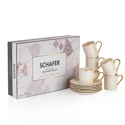 Schafer Bir İstanbul Hikayesi 6 Kişilik Kahve Fincan Takımı 12 Parça Gold 02