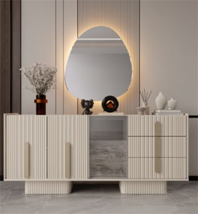 Nesa Menekşe Yemek Odası Takımı Konsol+Ayna+Masa+4 Sandalye