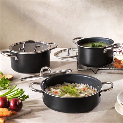 Schafer Everyday 3 Lü Tencere Seti 6 Parça-Antrasit