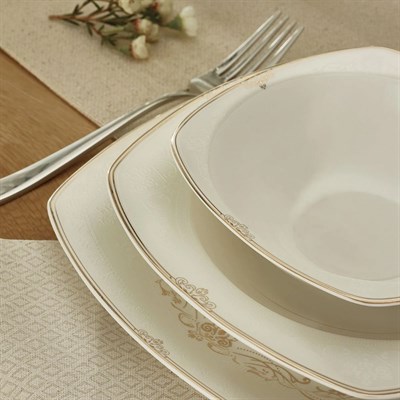 Emsan Ymt Mımoza Yarım Kare Gold 60 Prc Yemek Takımı