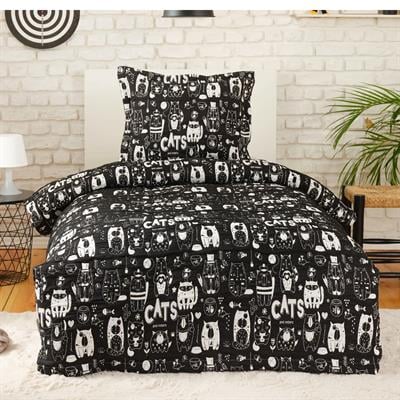 Karaca Young Cats Siyah  Tek Kişilik Yatak Örtüsü 160*240 Cm