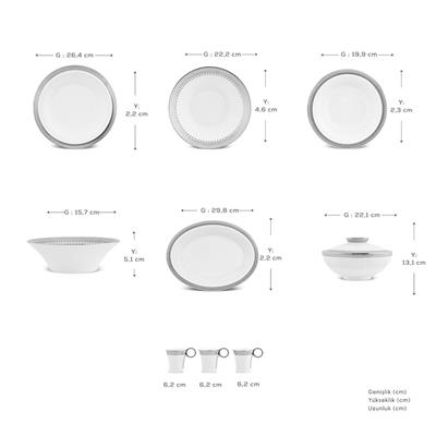 Karaca Royal Bone Kate 55 Prç Ym, Platın