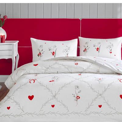 Taç Glow Rf Amoura Çift Kişilik Kırmızı  Nevresim Takımı