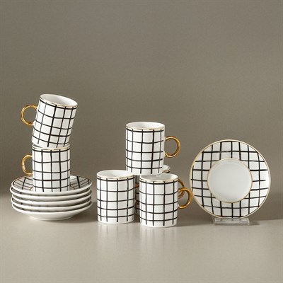 Karaca Perry Çizgili 6 Kişi, Siyah Beyaz