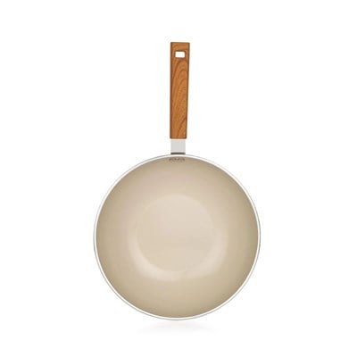 Schafer Ceramoni Seramik Wok Tava 28 Cm-Krem