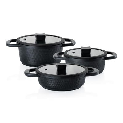 Schafer Hektor 3 Lü Döküm Tencere Seti 6 Parça Siyah