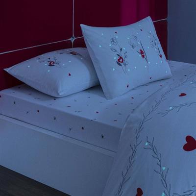 Taç Glow Rf Amoura Çift Kişilik Kırmızı  Nevresim Takımı