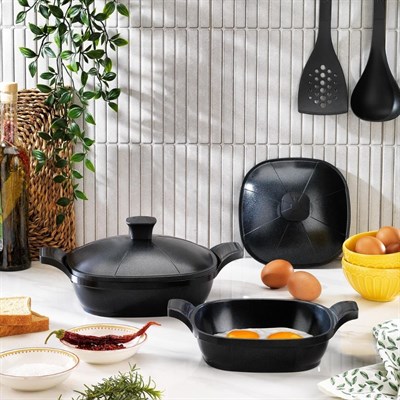 Schafer Felsen 2 li Seramik Sahan Seti-18 Cm+22 Cm